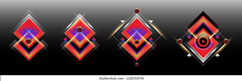 Set of triangle gradient geometric background. Light and glowing geometric shape for poster, cover, and brochure design template in eps10.