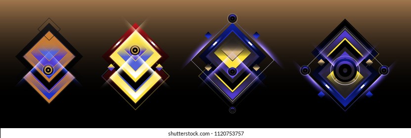 Set of triangle gradient geometric background. Light and glowing geometric shape for poster, cover, and brochure design template in eps10.