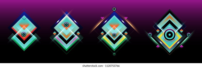 Set of triangle gradient geometric background. Light and glowing geometric shape for poster, cover, and brochure design template in eps10.