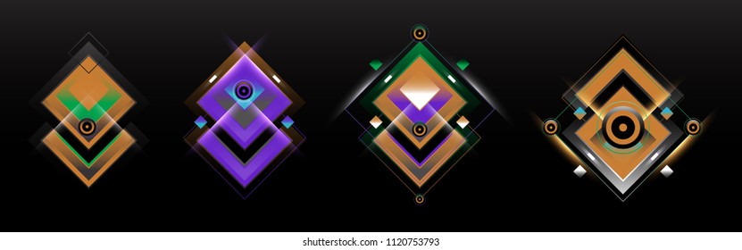 Set of triangle gradient geometric background. Light and glowing geometric shape for poster, cover, and brochure design template in eps10.
