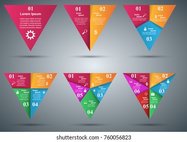 Set triangle infographic design template and marketing icons.