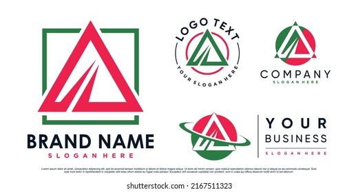 Set of triangle letter a logo design inspiration for business with creative element Premium Vector