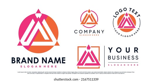 Conjunto de letras triangulares una inspiración de diseño de logotipo para empresas con elemento creativo Premium Vector