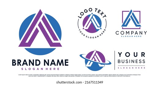 Set of triangle letter a logo design inspiration for business with creative element Premium Vector