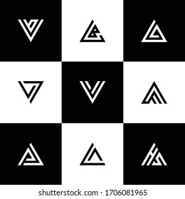 establecer plantilla vectorial de diseño de icono de letras triangulares