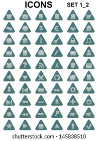 set of triangle metallic icons