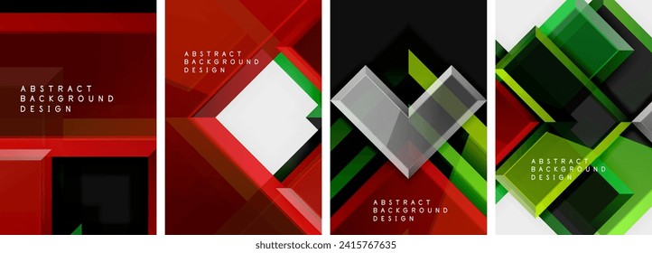Conjunto de fondos abstractos geométricos mínimos de triángulo. Ilustración vectorial para fondo de escritorio, pancarta, fondo, tarjeta, ilustración del libro, página de inicio