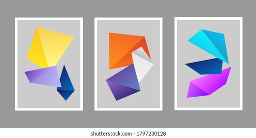 Set of triangle minimalist form composition. Illustrations for placards, banners, picture, cards. 