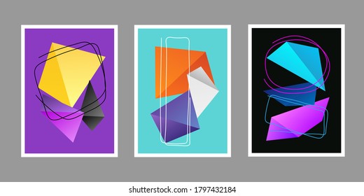 Set of triangle minimalist geometric shapes. Illustrations for placards, banners, picture, cards. 