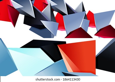 Set aus dreieckigen, abstrakten Mosaikhintergründen, dreieckigen Low-Poly-Formen. Geometrische Vektorgrafiken für Umschläge, Banner, Flyer und Poster und andere