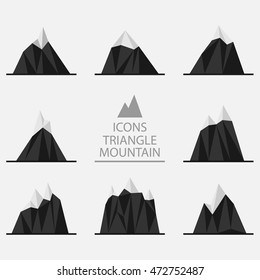 Set of triangle mountain icons for web.