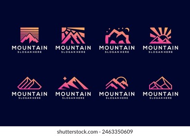 Conjunto de inspiración de diseño de logotipo de montaña triangular