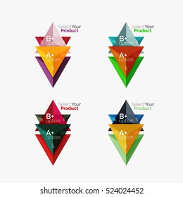 Conjunto de diseños infográficos de opciones triangulares. Seleccione su concepto de producto, elija una idea