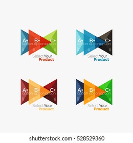 Conjunto de diseños infográficos de opciones triangulares. Seleccione su concepto de producto, elija una idea