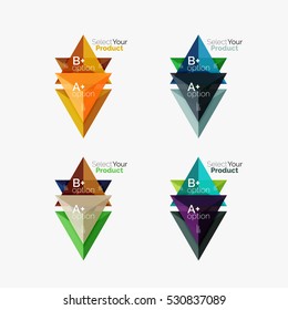Conjunto de diseños infográficos de opciones triangulares. Seleccione su concepto de producto, elija una idea