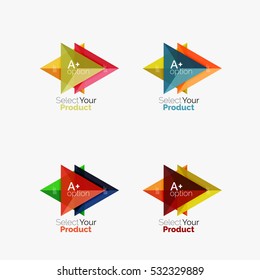 Conjunto de diseños infográficos de opciones triangulares. Seleccione su concepto de producto, elija una idea