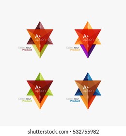 Conjunto de diseños infográficos de opciones triangulares. Seleccione su concepto de producto, elija una idea