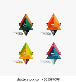 Conjunto de diseños infográficos de opciones triangulares. Seleccione su concepto de producto, elija una idea