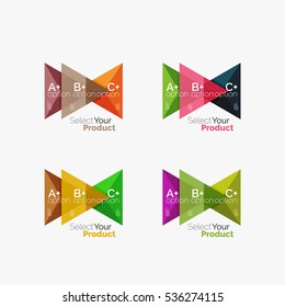 Conjunto de diseños infográficos de opciones triangulares. Seleccione su concepto de producto, elija una idea