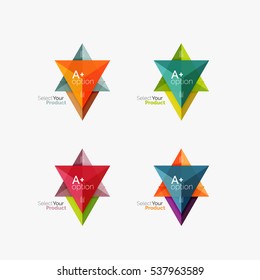 Conjunto de diseños infográficos de opciones triangulares. Seleccione su concepto de producto, elija una idea