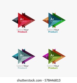 Set of triangle option infographic layouts. Select your product concept, make a choice idea