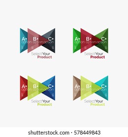 Conjunto de diseños infográficos de opciones triangulares. Seleccione su concepto de producto, elija una idea