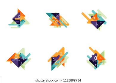 Set of triangle options infographics, data visualization layouts. Vector illustration
