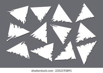Conjunto de diseño de borde roto de papel triangular. Sencillo logotipo abstracto de borde de grunge.