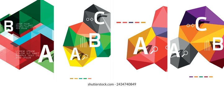 Set of triangle pattern poster backgrounds. Vector illustration For Wallpaper, Banner, Background, Card, Book Illustration, landing page