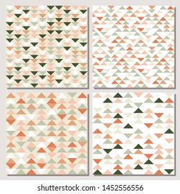 Set of triangle seamless pattern. Modern abstract geometric background with triangles. Scandinavian style print. 