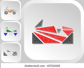 Set of triangle style motorcycles color logos - enduro, classic, bagger and sport