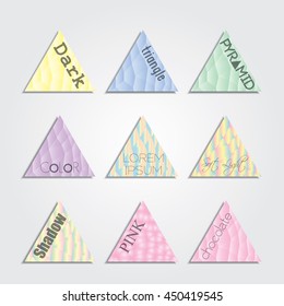 Set of triangle vector shapes. Abstract vector banners. Design elements. Polygonal texture