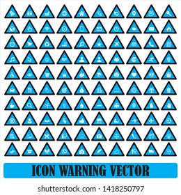 Set of triangle warning sign on yellow background. Symbol, vector, illustration