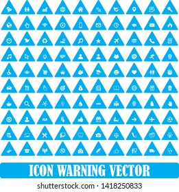 Set of triangle warning sign on yellow background. Symbol, vector, illustration