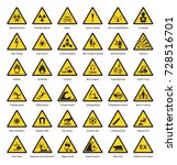 Set of triangle yellow warning sign hazard danger attention symbols chemical flammable security radiation caution icon vector illustration.