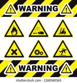 Set Triangle Yellow Warning Sign Vector Stock Vector (royalty Free 