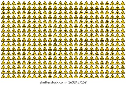 Set of Triangle Yellow Warning Sign, Vector Illustration, Isolated On White Background Label .EPS10