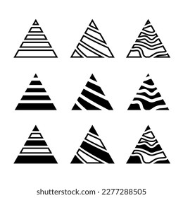 Set of triangles with different effects as an element for logo or art design