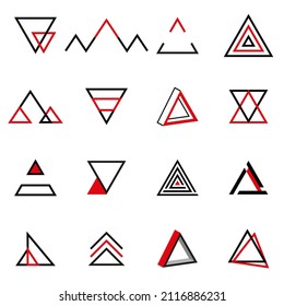 Conjunto de iconos de triángulos. Colección de triángulos. Símbolo de calidad superior. Signo de vector