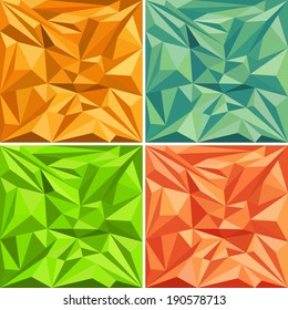 set of triangles polygonal vector pattern backgrounds in various colors