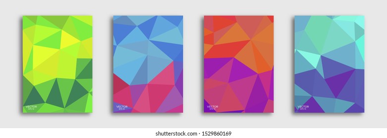 Set of triangles polygons banner colorful gradient. Modern color design Low poly. Vector illustration EPS 10.