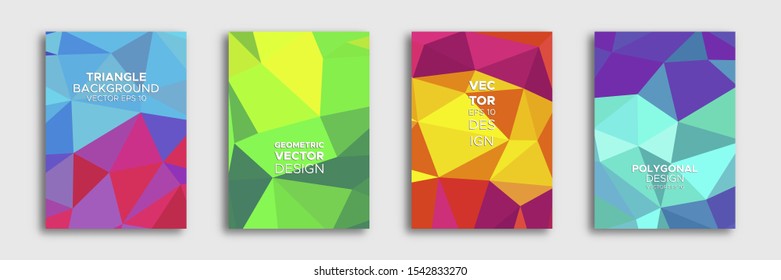 Set of triangles polygons banner colorful gradient. Modern color design Low poly. Vector illustration EPS 10.