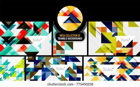 Conjunto de triângulos de repetição mosaico fundos. Coleção mega de vetor