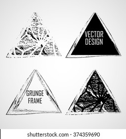 Set of Triangles . Vector frames . Grunge stamps collection. Distressed Textures 