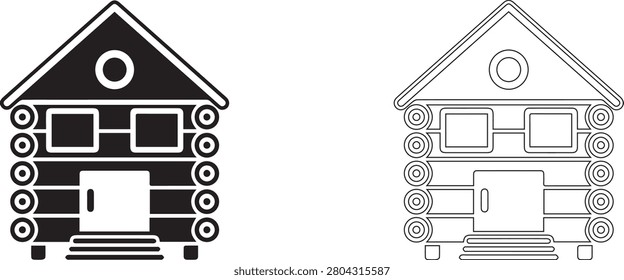 Set of triangular houses Collection of A-frame houses in line style Isolated vector illustration	
