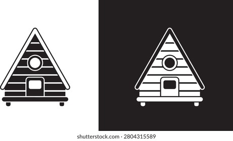 Set of triangular houses Collection of A-frame houses in line style Isolated vector illustration	
