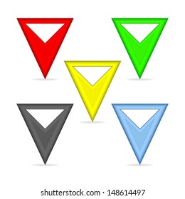 Set of triangular pointers for the map. Pointers in different colors.