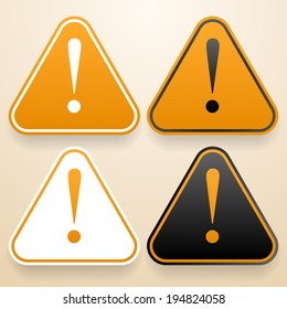 Set of triangular signs. Warning sign. 