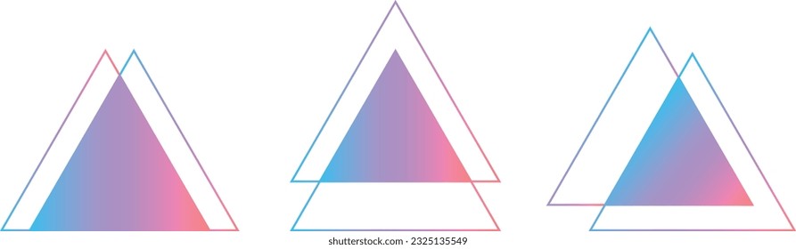 Set of triangular templates for presentation in gradient colors. Triangle shapes with a copy space for the text. Vector illustration