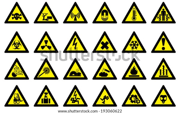 Set Triangular Warning Hazard Signs Stock Vector (Royalty Free) 193060622